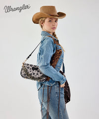 Wrangler Fierce Leopard Print Shoulder Bag in BK