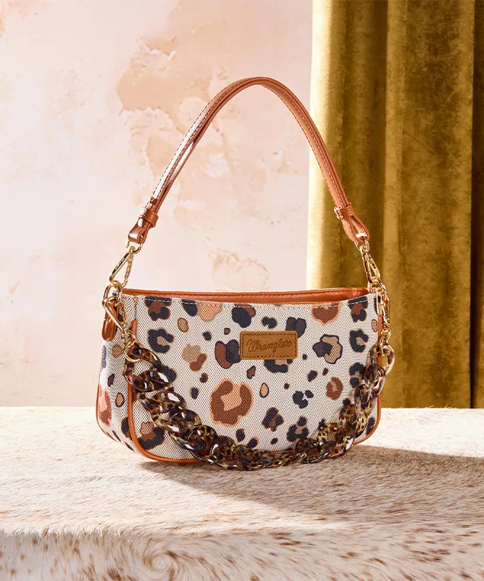 Wrangler Fierce Leopard Print Shoulder Bag in BR