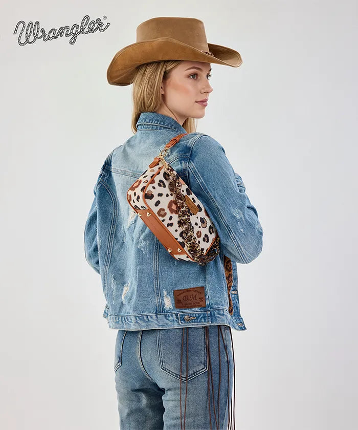 Wrangler Fierce Leopard Print Shoulder Bag in BR