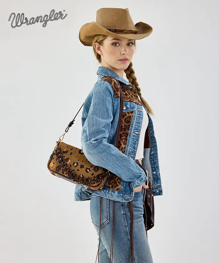Wrangler Fierce Leopard Print Shoulder Bag in CF