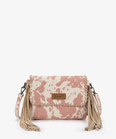 Wrangler cow print flap crossbody bag in DPK