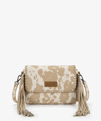 Wrangler cow print flap crossbody bag in DPK
