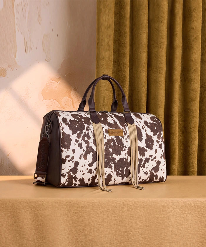 Wrangler cow-print weekender duffel bag in CF