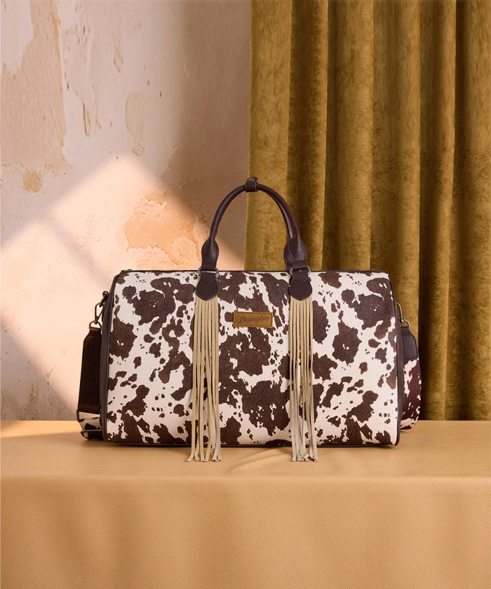 Wrangler cow-print weekender duffel bag in CF