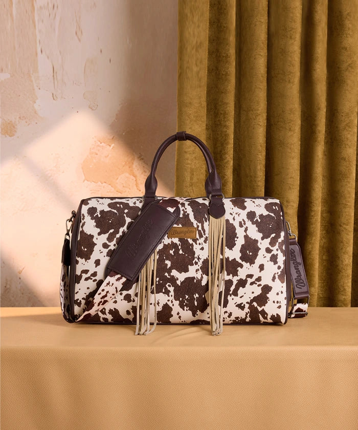 Wrangler cow-print weekender duffel bag in CF
