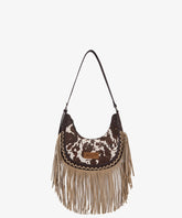 Wrangler Cow-Print Fringe Hobo Bag in CF