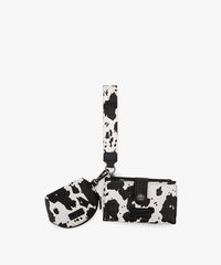 Wrangler cow-print dual pouch wristlet in BK