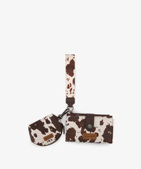 Wrangler cow-print dual pouch wristlet in CF