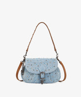 Montana West Crystal-Studded Canvas Saddle Bag