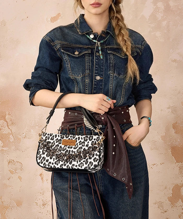Wrangler Leopard Print Shoulder Bag in BK