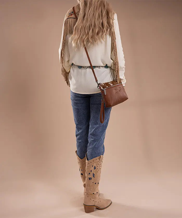 Wrangler Hair-On Crossbody Clutch in Brown