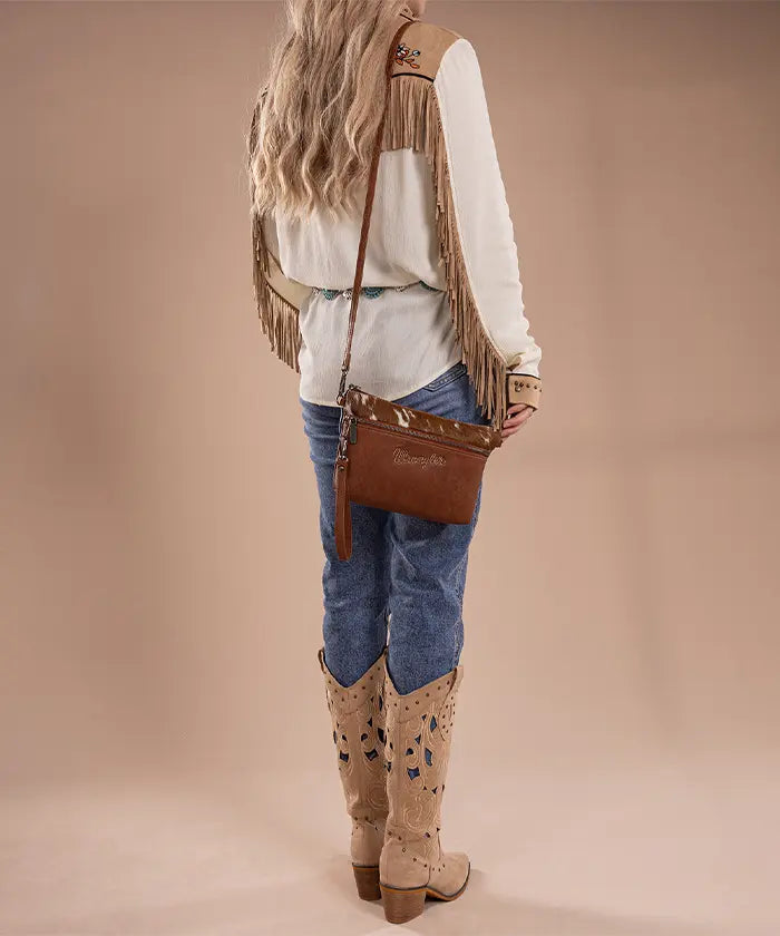 Wrangler Hair-On Crossbody Clutch in Brown