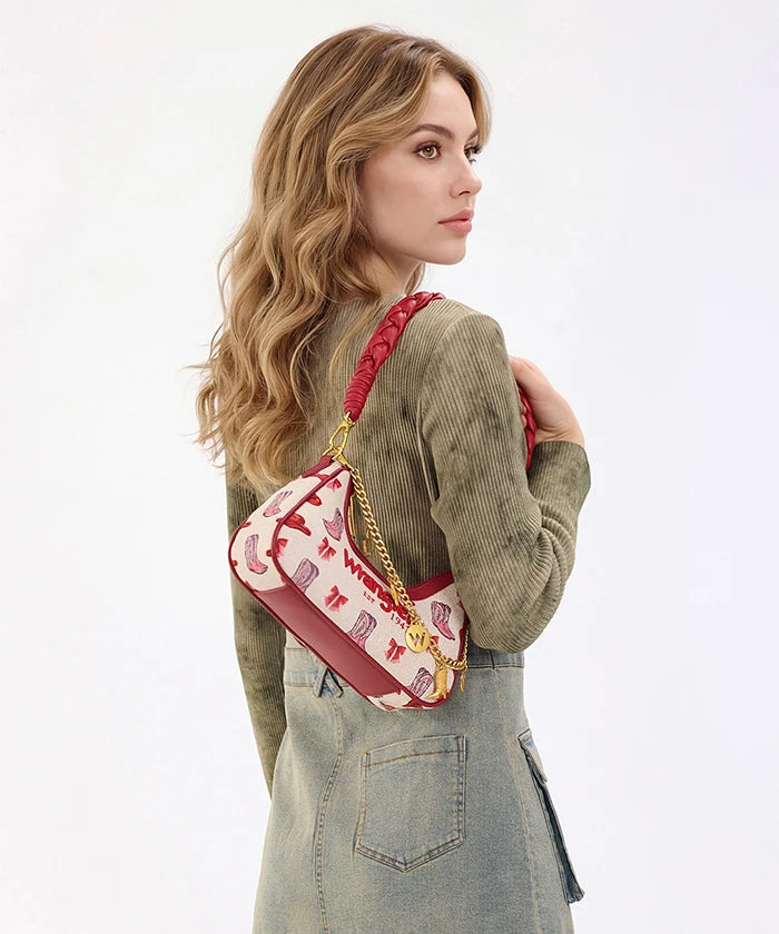 Wrangler Braided Handle Shoulder Bag in PK