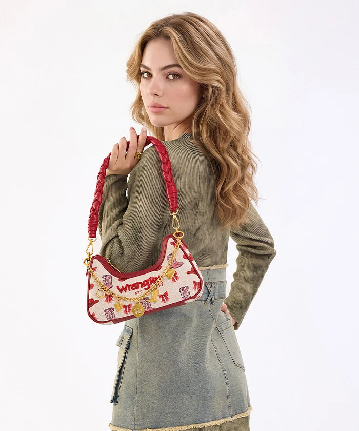 Wrangler Braided Handle Shoulder Bag in PK