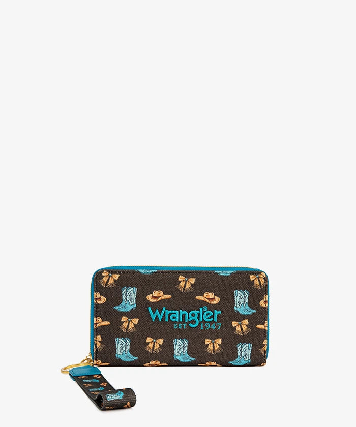 Wrangler Rodeo Icons Western Zip Around Wallet in CF
