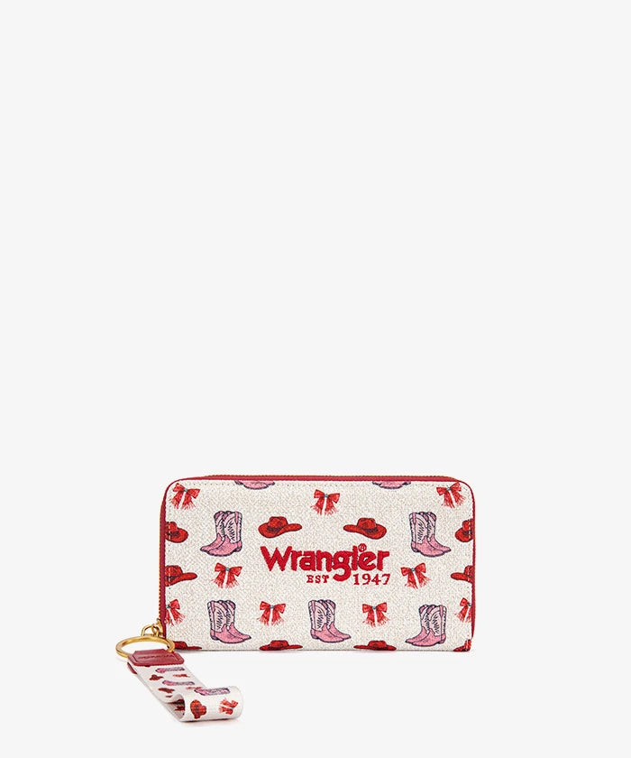 Wrangler Rodeo Icons Western Zip Around Wallet in PK