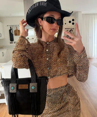 Wrangler Cowhide Fringe Concealed Carry Purse