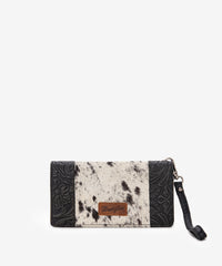Wrangler Hair-On Cowhide Floral Tooled Wristlet - Montana West World