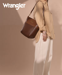 Wrangler Cow Print Crossbody Bucket Bag