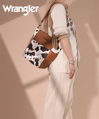 Wrangler Cow Print Crossbody Bucket Bag