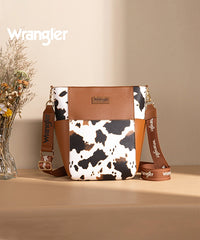 Wrangler Cow Print Crossbody Bucket Bag