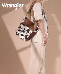 Wrangler Cow Print Crossbody Bucket Bag
