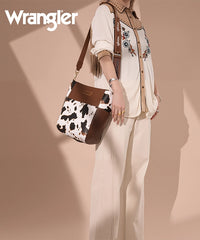 Wrangler Cow Print Crossbody Bucket Bag
