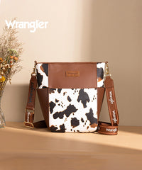 Wrangler Cow Print Crossbody Bucket Bag