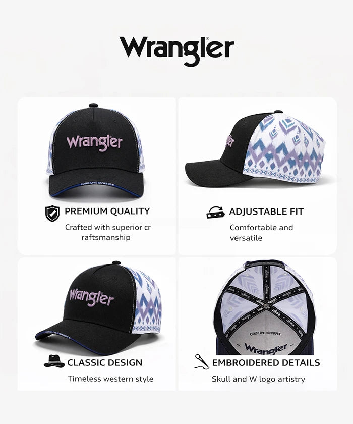 Wrangler Long Live Cowboy Hat in Black