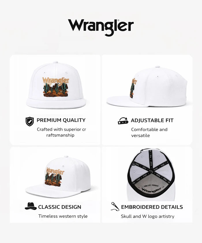 Wrangler Embroidered Baseball Cap in White