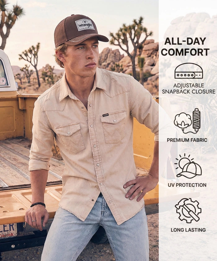 Wrangler Embroidered Patch Baseball Cap in Brown