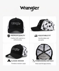 Wrangler Cow Print Baseball Cap in BK-OW