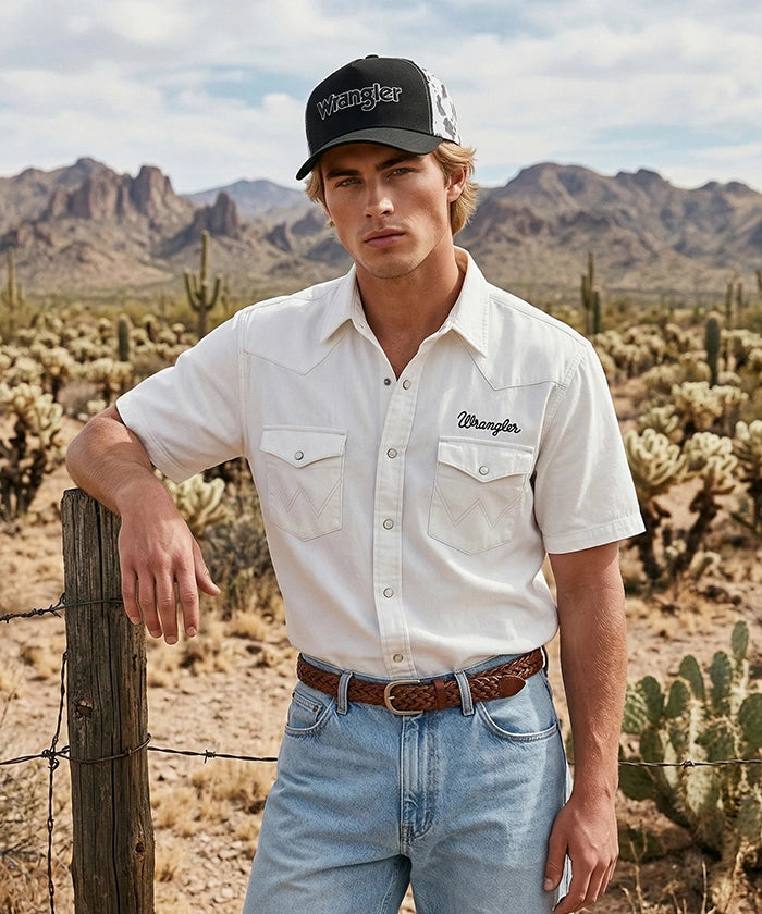 Wrangler Cow Print Baseball Cap in BK-OW