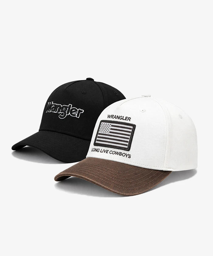 Wrangler Americana Flag Patch Baseball cap with Vintage Brown Brim