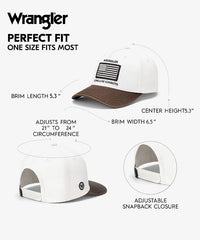 Wrangler Americana Flag Patch Baseball cap with Vintage Brown Brim