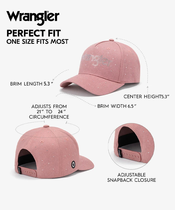 Wrangler Rhinestone Baseball Cap in Pink