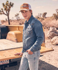 Wrangler Aztec Print Mesh Back Trucker Cap in TN-BK