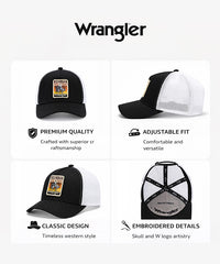 Wrangler Rodeo Long Live Cowboys Trucker Hat in Black
Wrangler Rodeo Long Live Cowboys Trucker Hat in White