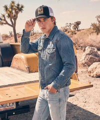 Wrangler Rodeo Long Live Cowboys Trucker Hat in Black
Wrangler Rodeo Long Live Cowboys Trucker Hat in White