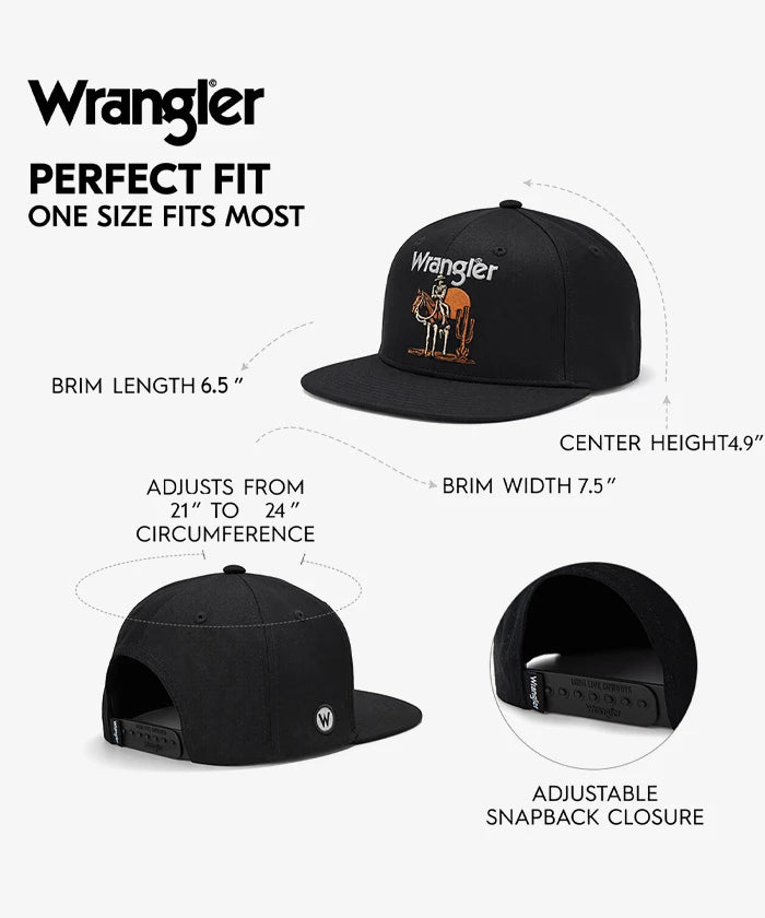 Wrangler Desert Sunset Cowboy Embroidery Hat in Black
Wrangler 3D Logo Snapback Hat in White