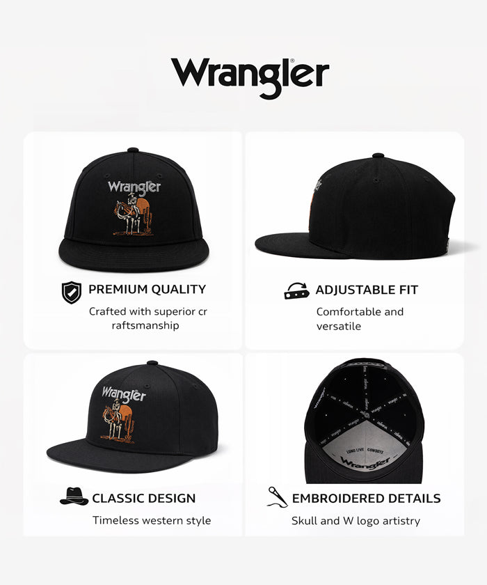 Wrangler Desert Sunset Cowboy Embroidery Hat in Black
Wrangler 3D Logo Snapback Hat in White