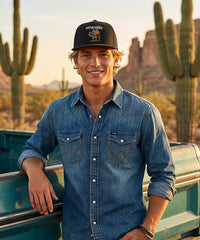 Wrangler Desert Sunset Cowboy Embroidery Hat in Black
Wrangler 3D Logo Snapback Hat in White