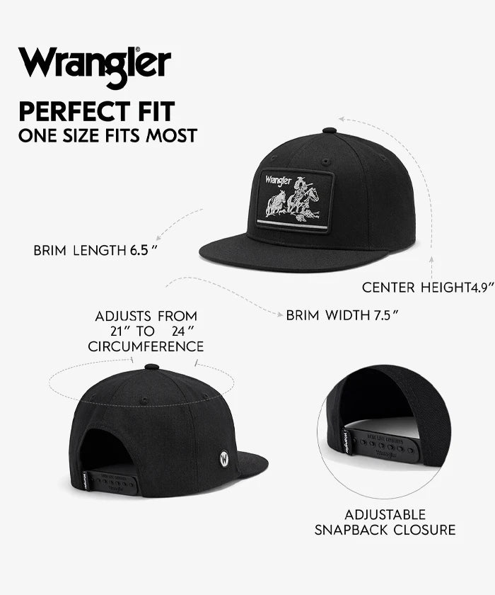 Wrangler Heritage Cowboy Patch Snapback Hat in Black
Wrangler Minimalist Logo Snapback Hat in White