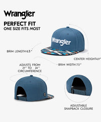Wrangler Blue Snapback Hat with Aztec Print Flat Brim
Wrangler Classic Black Snapback Hat with Small Logo