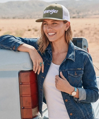 Wrangler Tribal Trim Trucker Hat in Olive Sage