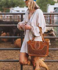 Montana West Tooling Studded Concealed Carry Handbag