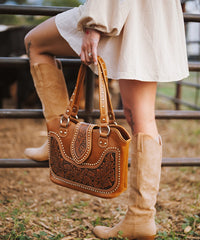 Montana West Tooling Studded Concealed Carry Handbag