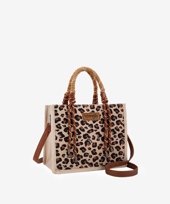 Wrangler Southwestern Print Rope Handle Tote Bag in Leopard
