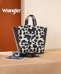 Wrangler All-over Leopard Print Wide Tote Bag Black