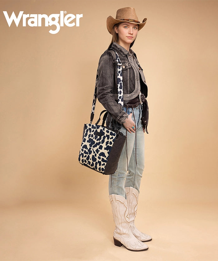 Wrangler All-over Leopard Print Wide Tote Bag Black
